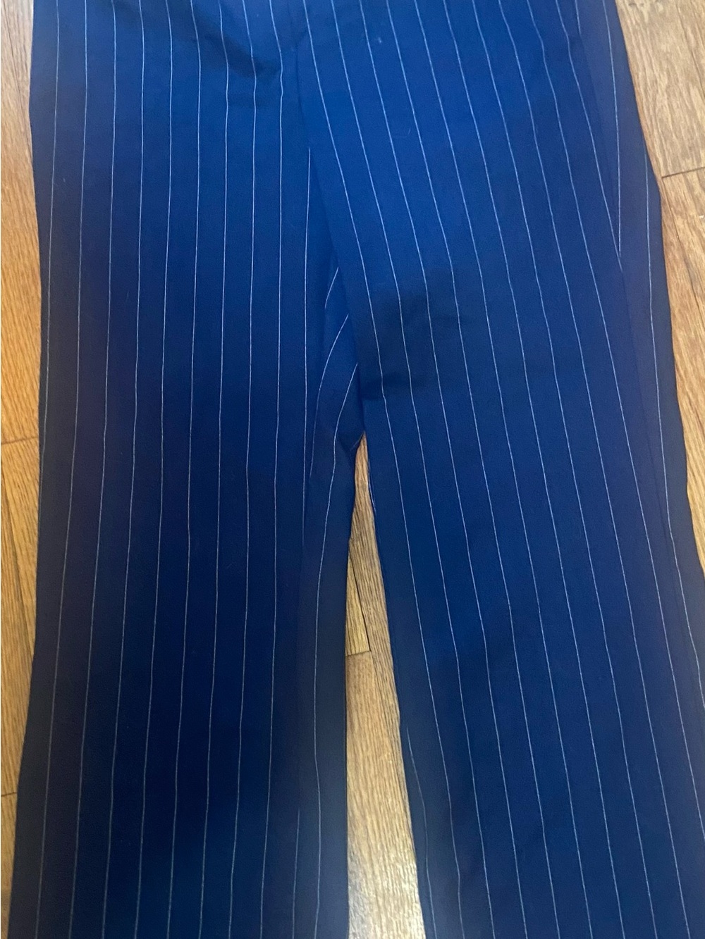Jones New York Navy Blue Pinstripe Trousers